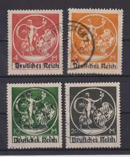 Deutsches Reich 1920 Nr 135I 136I 137I und 138I Plattenfehler IV o gpr Infla Rundstempel (Datum und/oder Ort klar)