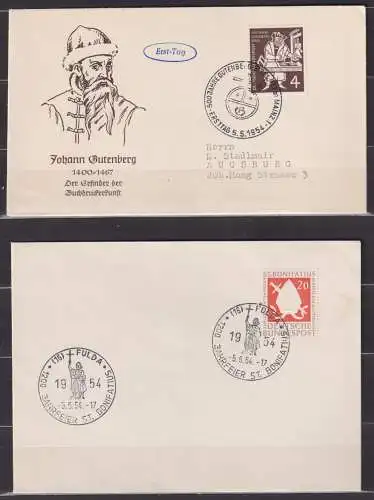 Bundesrep. Deutschland 1954 Nr 198 + 199 FDC Ersttagssonderstempel