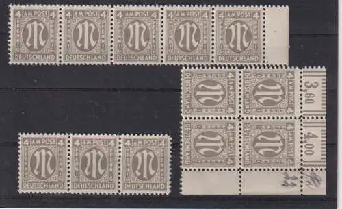 All. Bes. Bizone 1945 Nr 18 Partie mit PF III IV ** Postfrisch / **