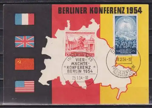 Berlin (West) 1954 Nr 116 + DDR 424 Ersttagsstempel