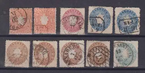 Altdeutschl. Sachsen 1863 Nr 15/19 o Gestempelt (Posten)