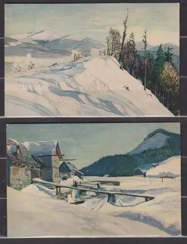 [Werbepostkarte] Aus Schlesien Bergen  (2 Karten No. 5 und 6 ) und Schlesische Gebirgsbilder (4 Karten No. 49,51,98,106). 