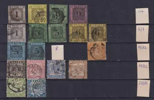 Altdeutschland Baden 1851 Nr aus 1- 25 Gestempelt (Posten)