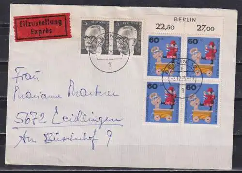 Berlin (West) 1975 Nr 415 OR-4er-Bl. BERLIN Brief