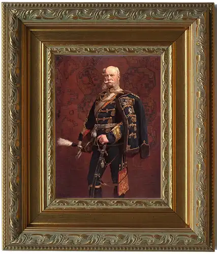 Kaiser Wilhelm I, Druck auf Leinwand, im Barockrahmen