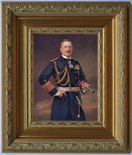 Kaiser Wilhelm II: in Admiralsuniform , Druck auf Leinwand, im Barockrahmen