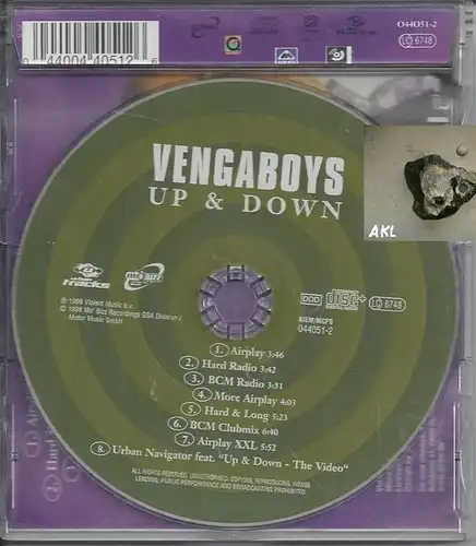 Vengaboys, up and down, Single CD