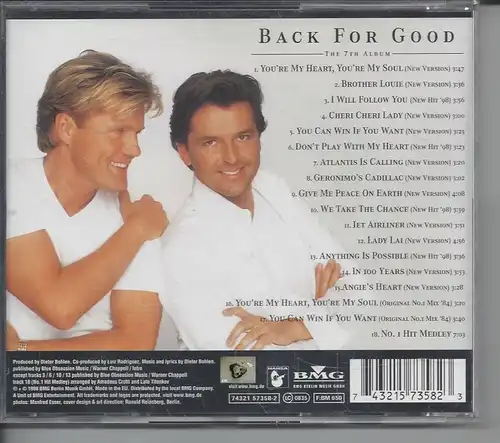 Modern Talking, Back for good, CD