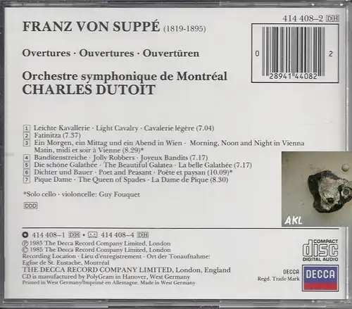 Charles Dutoit, Suppe Overtures, CD