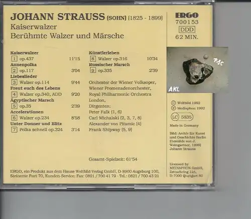 Johann Strauss, Kaiserwalzer, CD