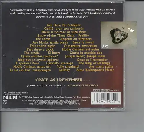 Once As I Remember, CD