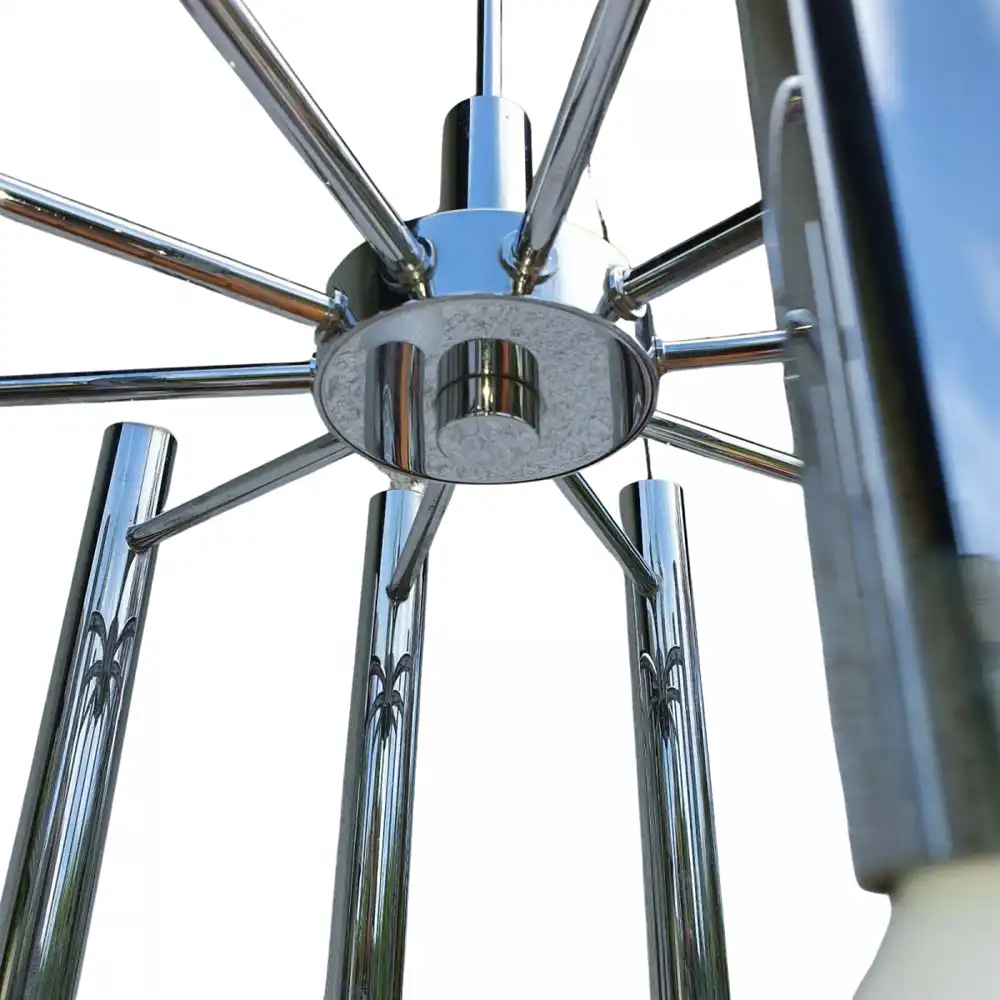Space Age Design Chrom Decken Leuchte Leuchter Lampe 10 flammig 42cmØ 58cm hoch 60/70er Jahre 2