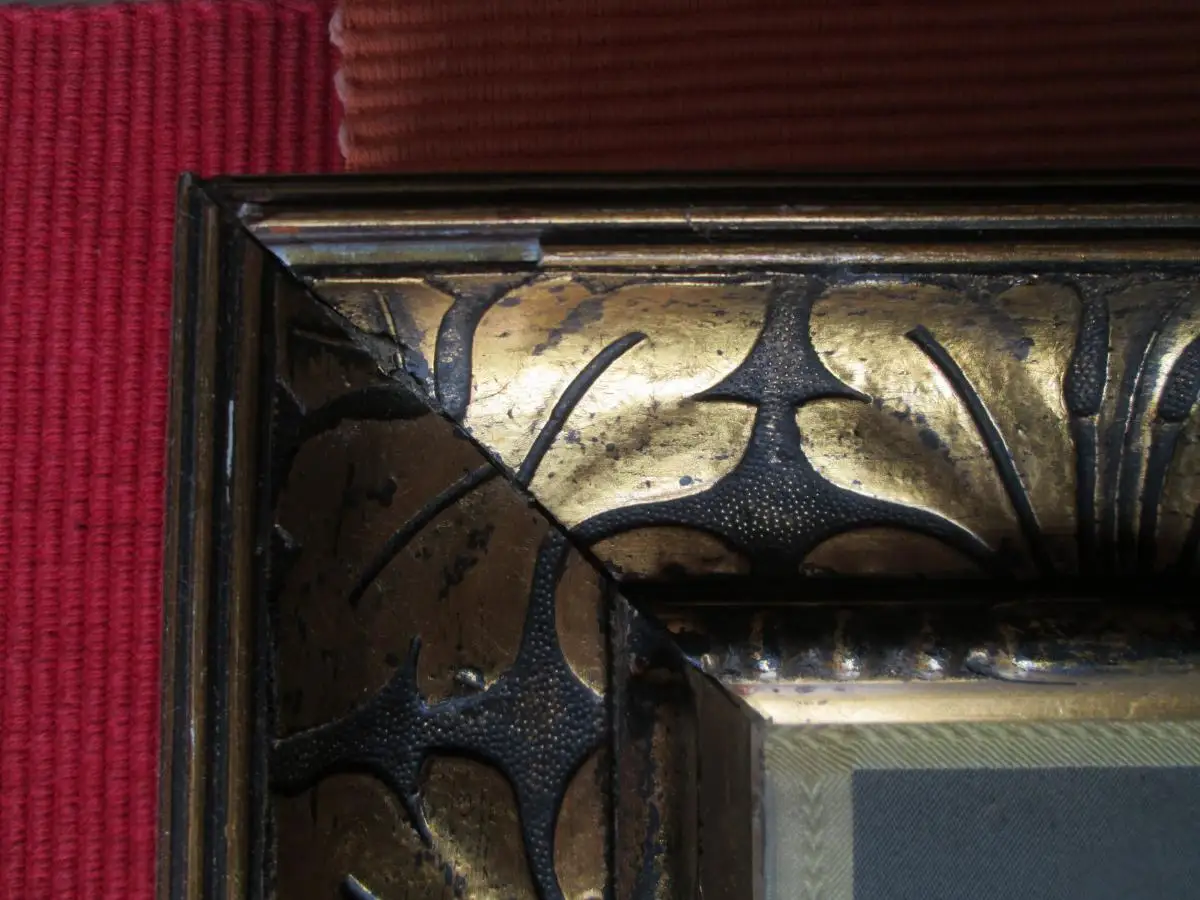 Antikes Webbild Seide ? Madonna mit Kind von 1894 hinter Glas 4