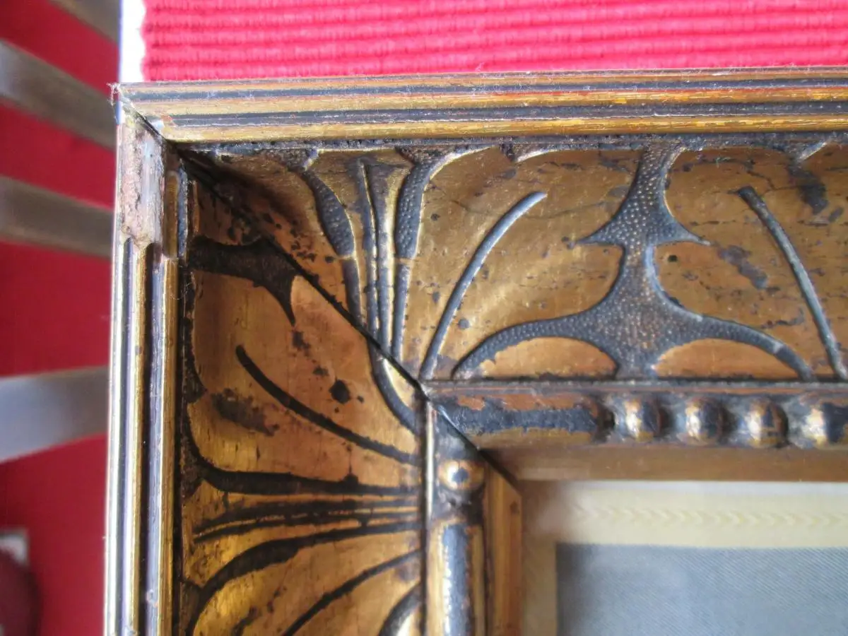 Antikes Webbild Seide ? Madonna mit Kind von 1894 hinter Glas 5