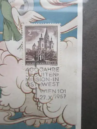 Lou Hong-Nien mit Briefmarke Österreich 400 Jahre Jesuiten Wien