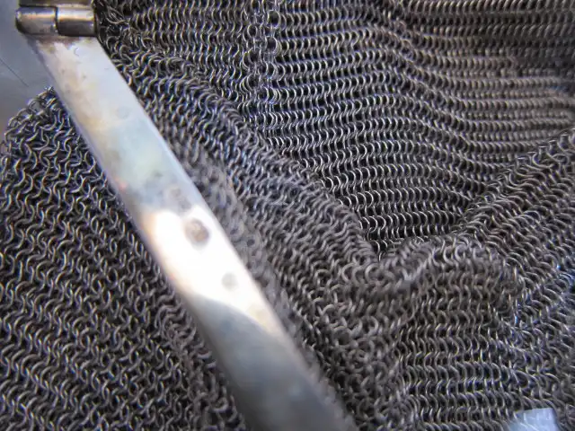 Kettentasche Handtasche Silber 800 guillochiert echter AMETHYST Cabouchon , um 1920 5