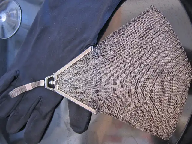 Kettentasche Handtasche Silber 800 guillochiert echter AMETHYST Cabouchon , um 1920 6