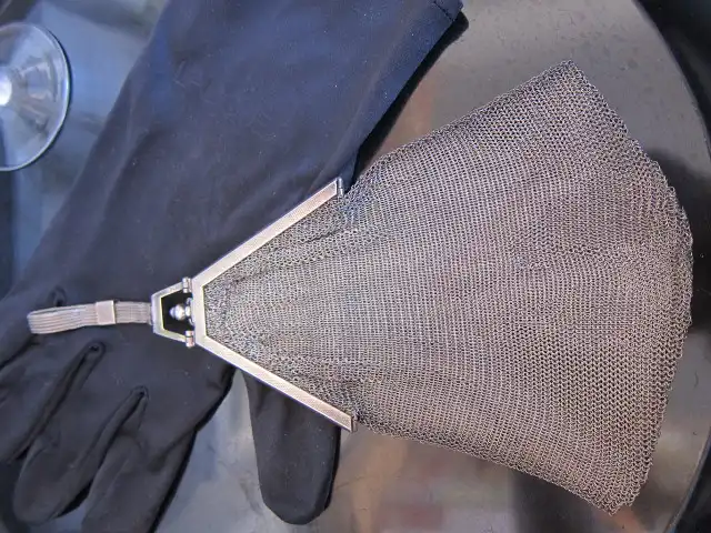 Kettentasche Handtasche Silber 800 guillochiert echter AMETHYST Cabouchon , um 1920 7