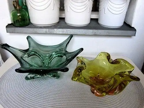 2 x MUSCHEL MUSCHELN Glas Gelb Dekonuggets BAD / Aquarium