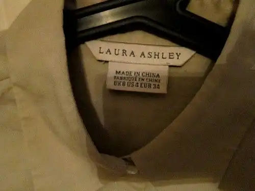 LAURA ASHLEY Bluse uni beige camouflage m. Baumwolle UK 8 Eur. 34