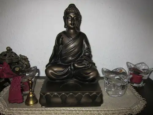 PARTYLITE "BUDDHA" P 9168 Budda Teelicht Kerzenhalter BRONZE - optik H. 24 cm ³