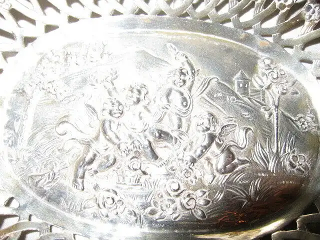 Filigrane Silberschale SILVER,Elfen Putten Engel ROSENrand ,800, Mond Krone (5)³ 1