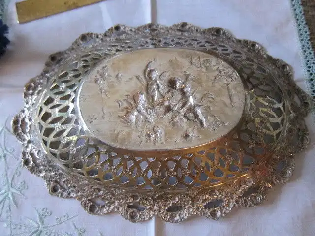 Filigrane Silberschale SILVER,Elfen Putten Engel ROSENrand ,800, Mond Krone (5)³ 4