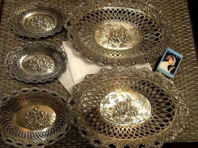Filigrane Silberschale SILVER,Elfen Putten Engel ROSENrand ,800, Mond Krone (5)³ 6