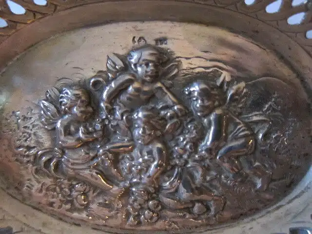 Filigranes Silberschälchen SILVER,Elfen Putten Engel ROSENrand, 800 Mond Krone ³ 1