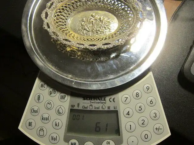 Filigranes Silberschälchen SILVER,Elfen Putten Engel ROSENrand, 800 Mond Krone ³ 4