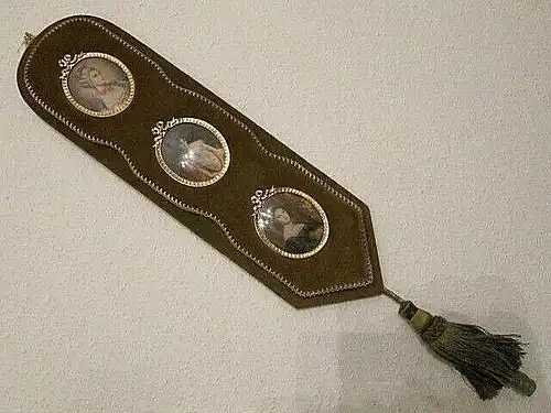 3'er-Miniaturmalerei Miniaturen,Knochen,Sign.Mary uA,Bronce Samtrahmen RAR ANTIK