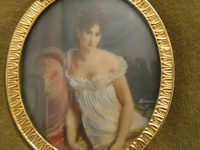 3'er-Miniaturmalerei Miniaturen,Knochen,Sign.Mary uA,Bronce Samtrahmen RAR ANTIK 4