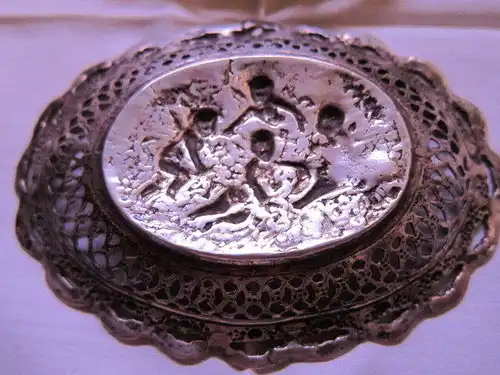 Filigranes Silberschälchen 800 SILBER,Elfen Putten Engel ROSENrand,Mond Krone 2³