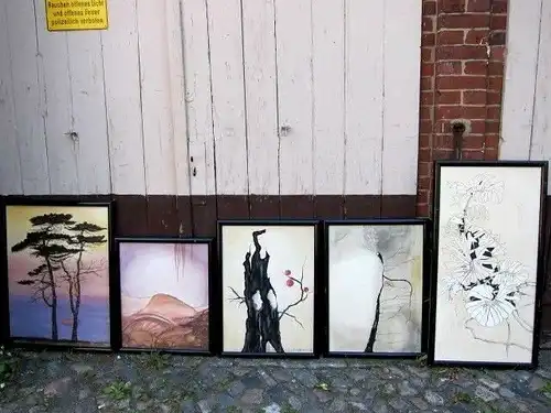 5 ! Ölbilder abstrakt orig. signiert K.J. (Jan) ASSMANN 2004 Holzrahmen schwarz³