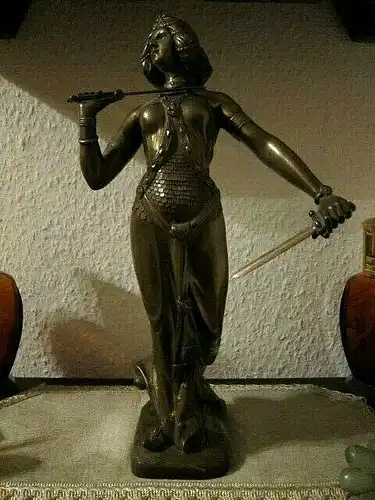 Original JAEGER Broncestatue "Salome" SIGNIERT, Berlin Jugendstil, um 1900 ³