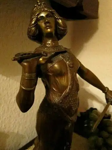 Original JAEGER Broncestatue "Salome" SIGNIERT, Berlin Jugendstil, um 1900 ³