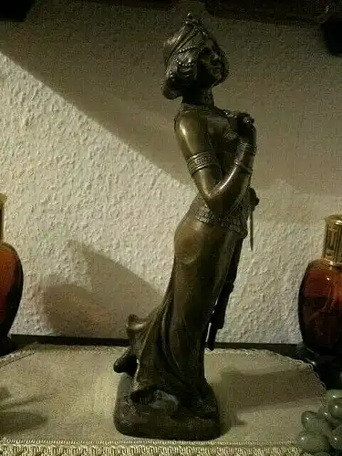 Original JAEGER Broncestatue "Salome" SIGNIERT, Berlin Jugendstil, um 1900 ³