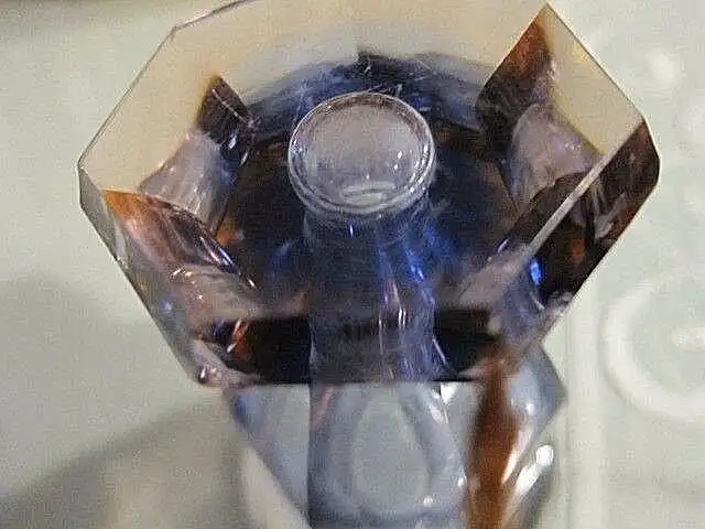 MOSER Vase 7'eck Schälschliff, Amethyst / Rose', H.10 cm, 20.Jhd, Vitrinenzustd. 4