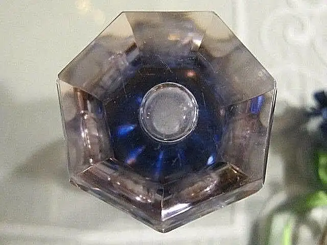 MOSER Vase 7'eck Schälschliff, Amethyst / Rose', H.10 cm, 20.Jhd, Vitrinenzustd. 5