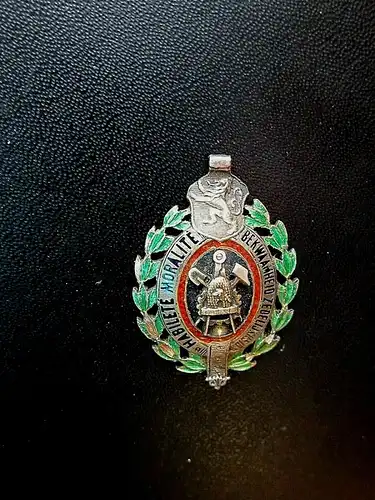 BELGIEN Medaille Orden HABILETE MORALITE BEKWAAMHEID ZEDELIKHEIT Silber Email