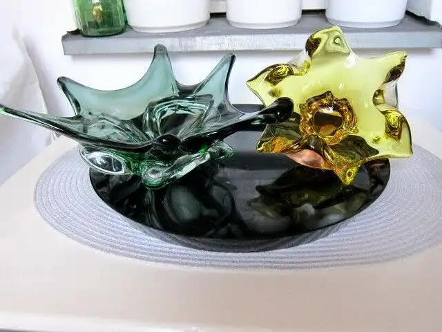 SZKLO CZECH 1 Schale BLATT Grün  