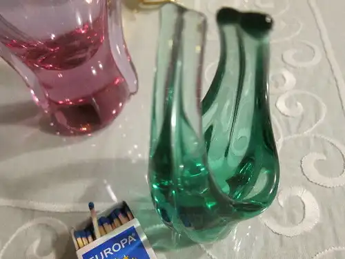 WMF Wilhelm Wagenfeld ? Flacon Karaffe Glas Grün 21 cm + Dekoglas  Amethyst