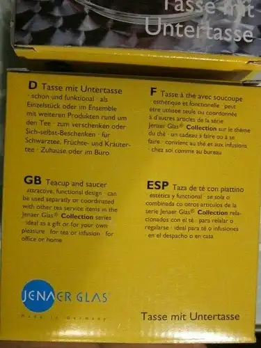 JENAER Glas 2 x Teetasse mit Untertasse " Collection " 0,15 Ltr 1990 No.1