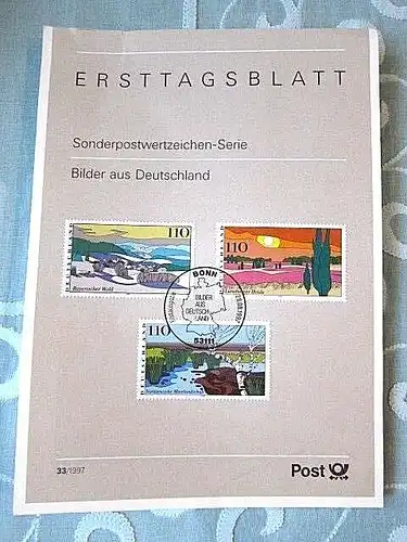 ERSTTAGSBLATT Sonderpostwertzeichen-Serie "Bilder aus Deutschland" 33/1997,TOP