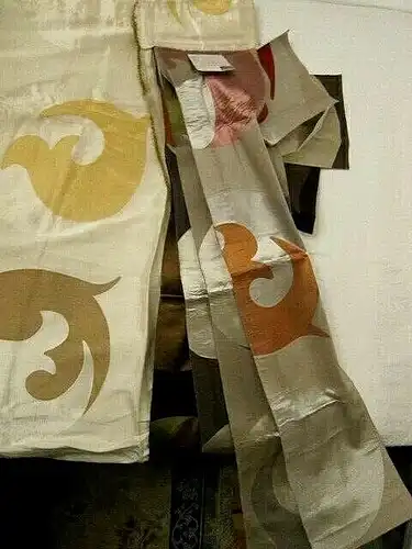 SAHCO Rondo beige creme Musterschappe Vorhang 9 Stoffmuster Proben, Satin gewebt