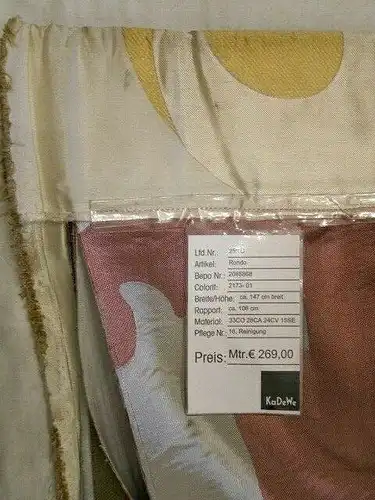 SAHCO Rondo beige creme Musterschappe Vorhang 9 Stoffmuster Proben, Satin gewebt