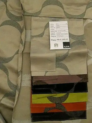 SAHCO Rondo beige creme Musterschappe Vorhang 9 Stoffmuster Proben, Satin gewebt