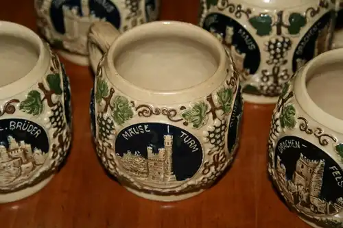 6 Keramik-Becher ca.1900
