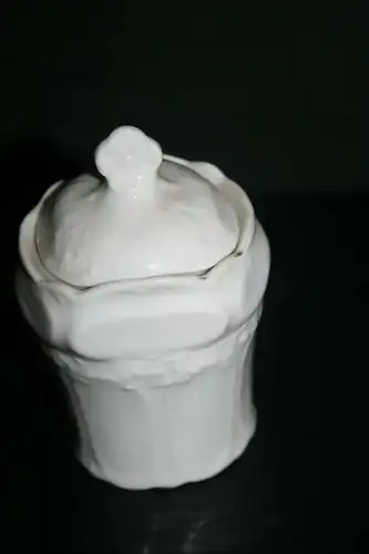 (M11) Gewürz. Behälter Porzellan ca.1900 Mühlen-Dekor