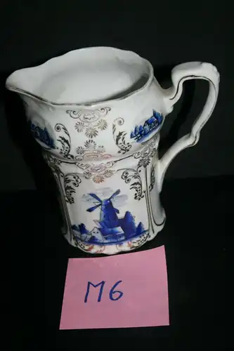 (M6) Gewürz. Behälter Porzellan ca.1900 Mühlen-Dekor